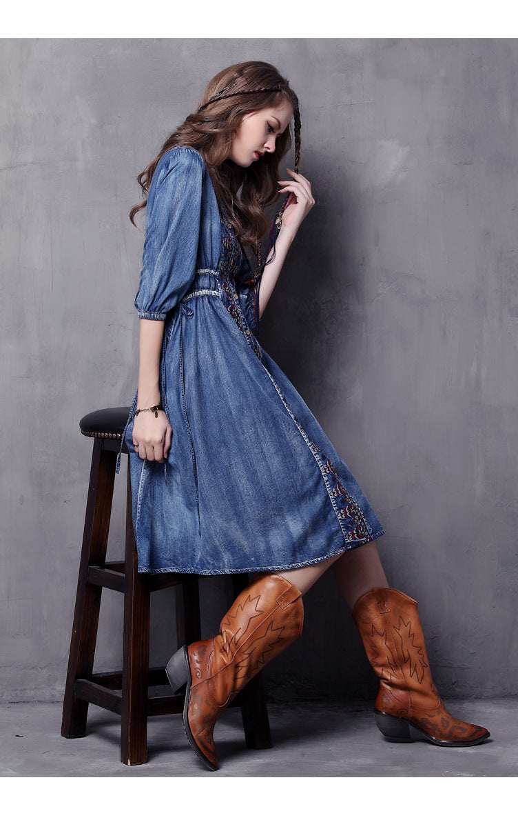 Western Denim Dress For Women