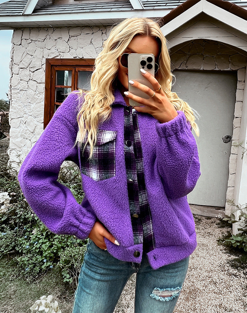 Women's Plush Check Autumn Jacket