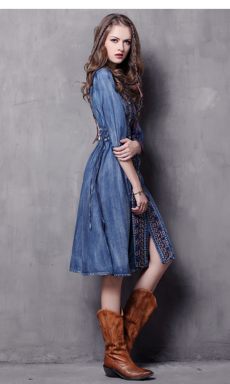 Western Denim Dress For Women