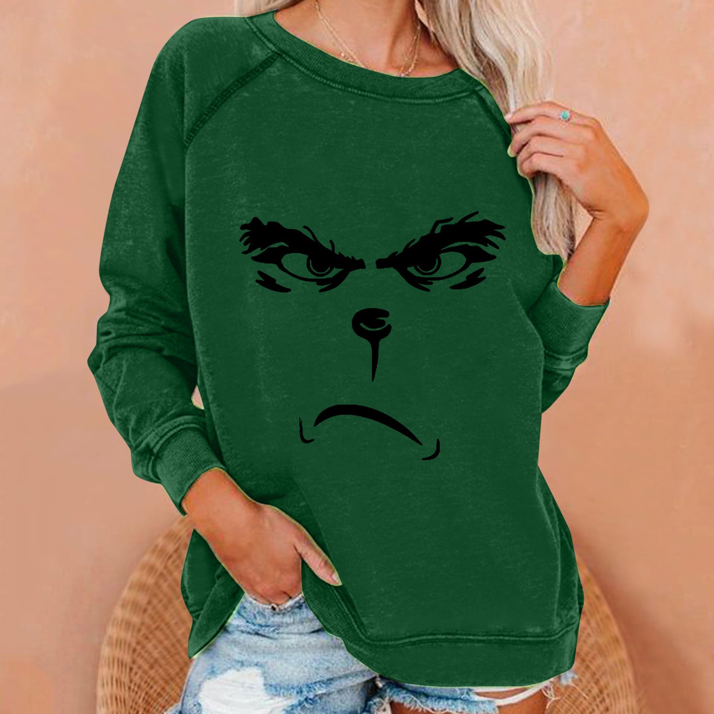 Grinch Christmas Woman Loose Sweatshirt