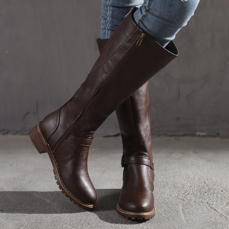 Women's Zip Tall Winter Leather Boots