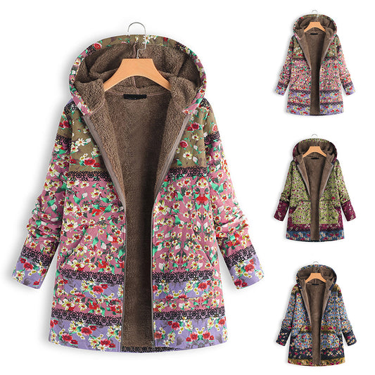 Women's Long Printed Padded Coat