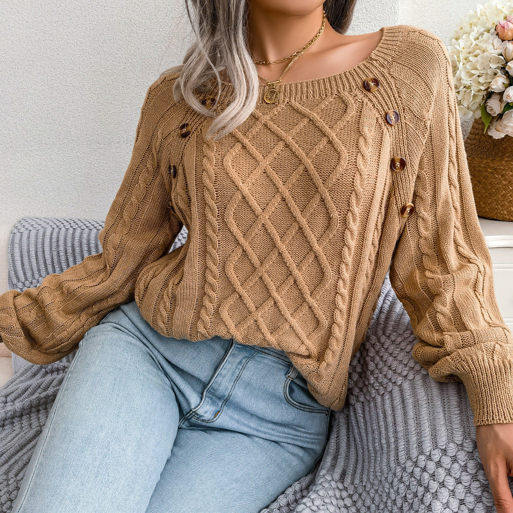 Button Twist Sweater For Women
