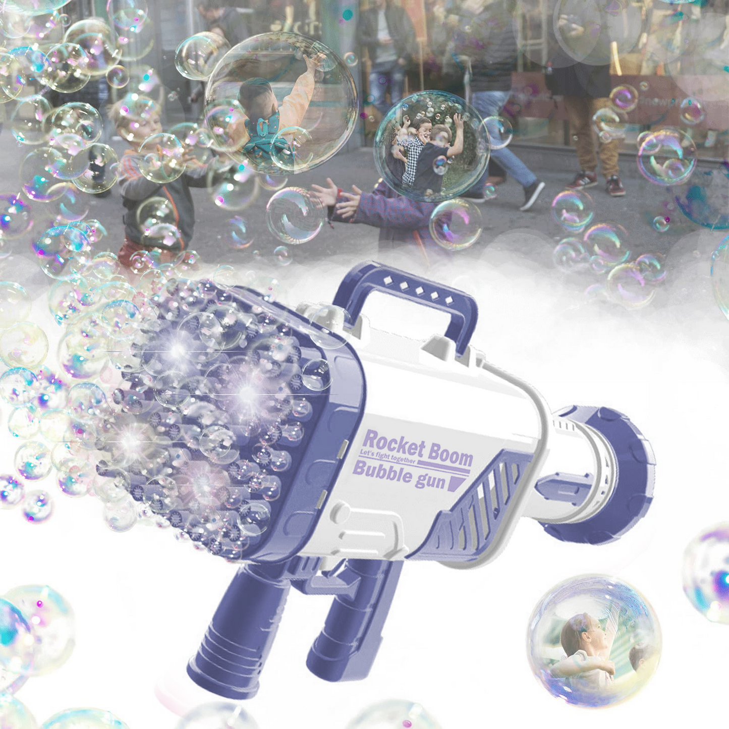 Colorful Lights Handheld Bazooka 64 Holes Bubble Gun Toy