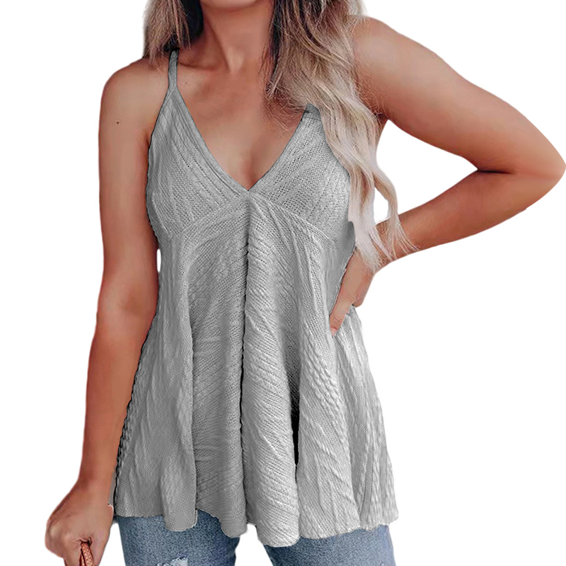 Women's V-Neck Casual Sling Wool Knit Tank