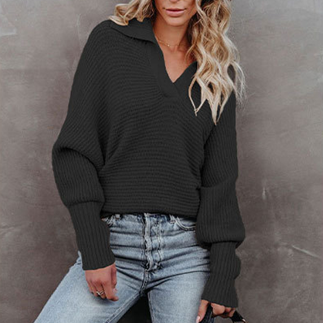 Women's V Neck Loose Knit Sweater