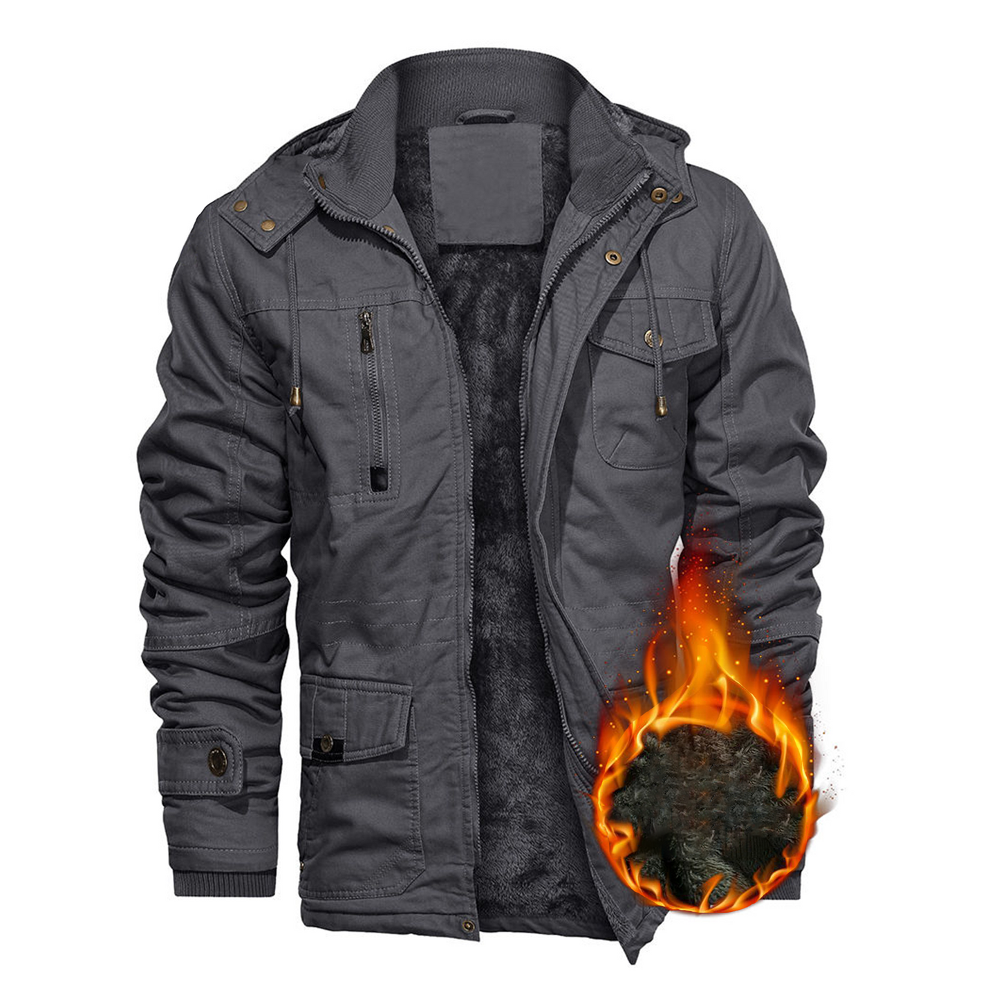 Men's Winter Plush Pocket Jacket