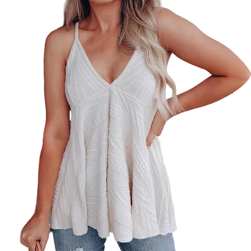Women's V-Neck Casual Sling Wool Knit Tank