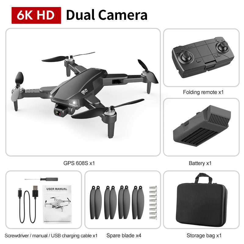 6K Dual Camera Drone 5G Signal GPS Foldable UAV Drone