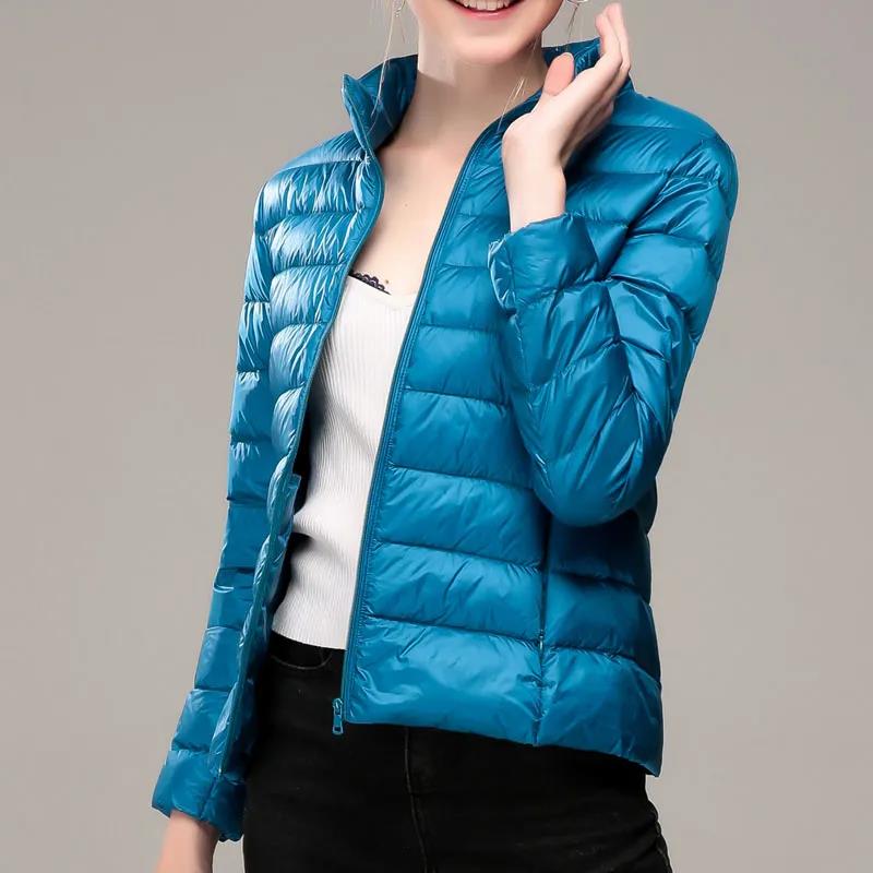 Women's Light Weight Multicolor Stand up Collar Down Jacket