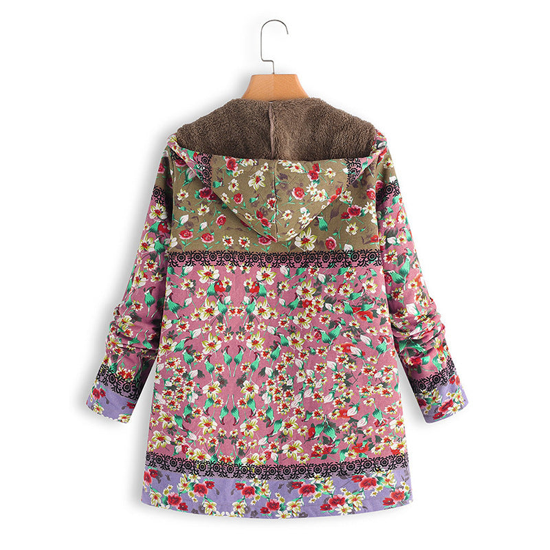 Women's Long Printed Padded Coat