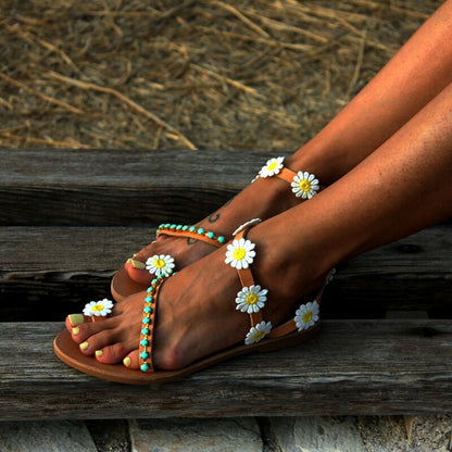 Floral Flat Beach Sandals For Women