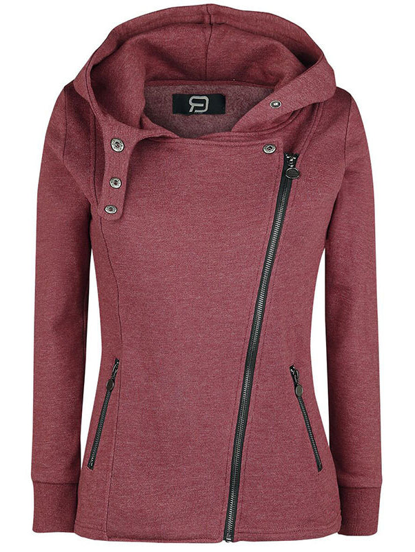 Women's Coats Asymmetric Zip-Up Hoodie