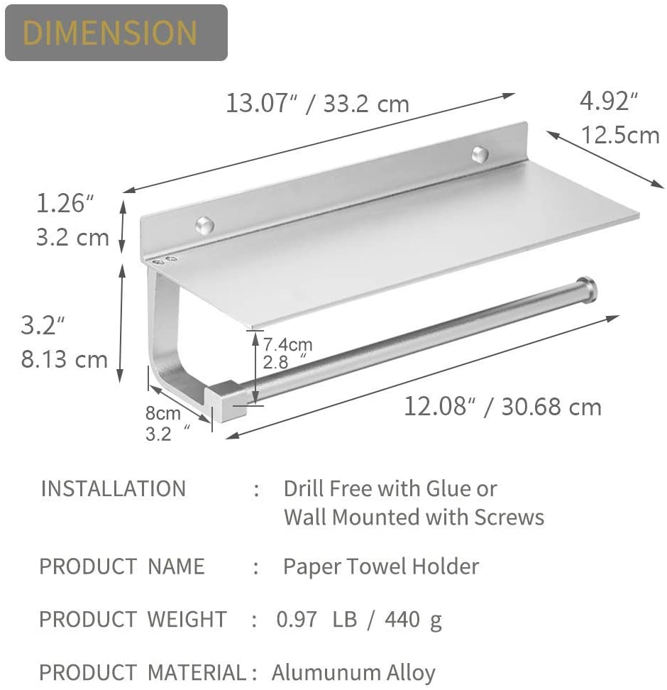 13 Inch Paper Towel Rack Wall-mounted Kitchen And Bathroom Paper Towel Rack