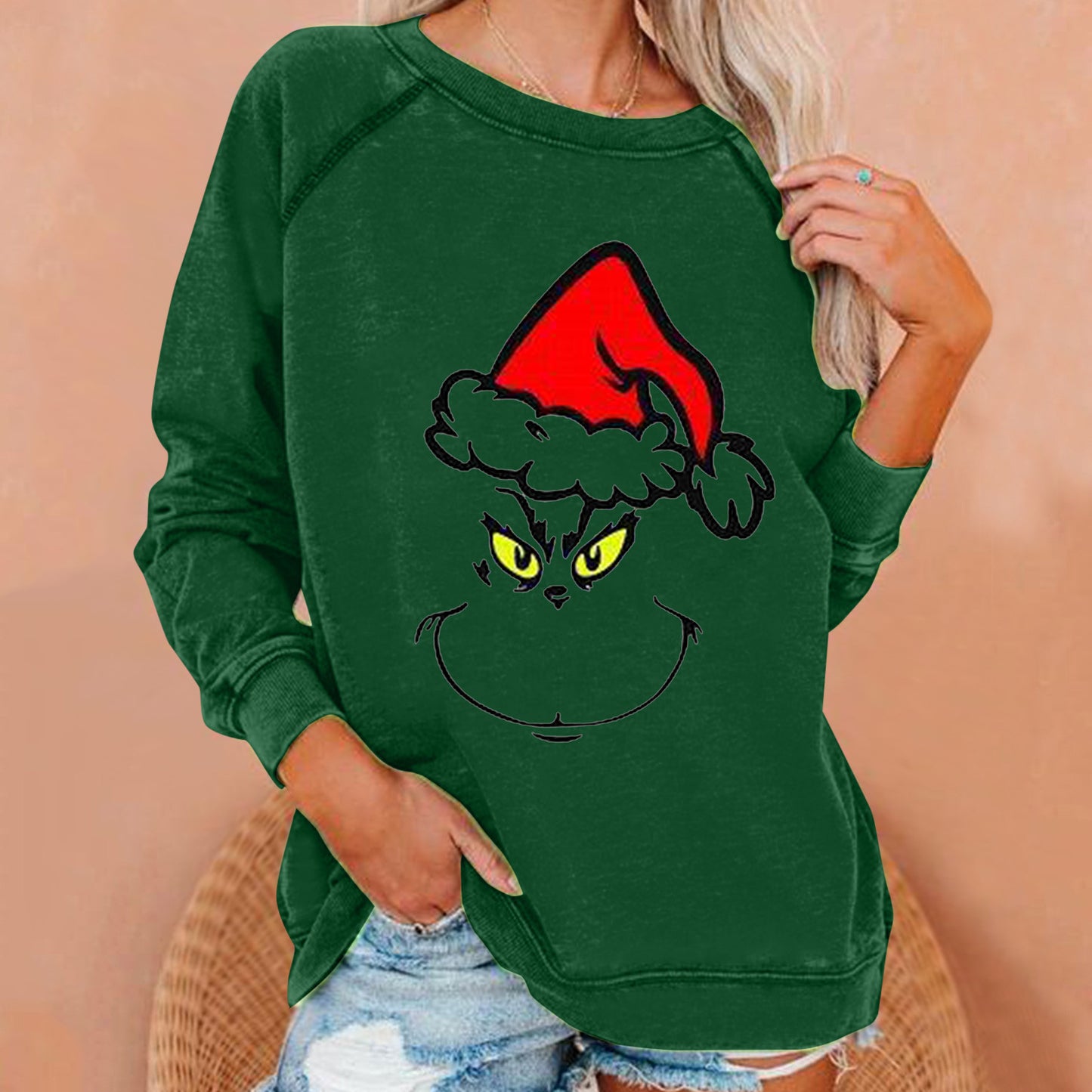 Grinch Christmas Woman Loose Sweatshirt