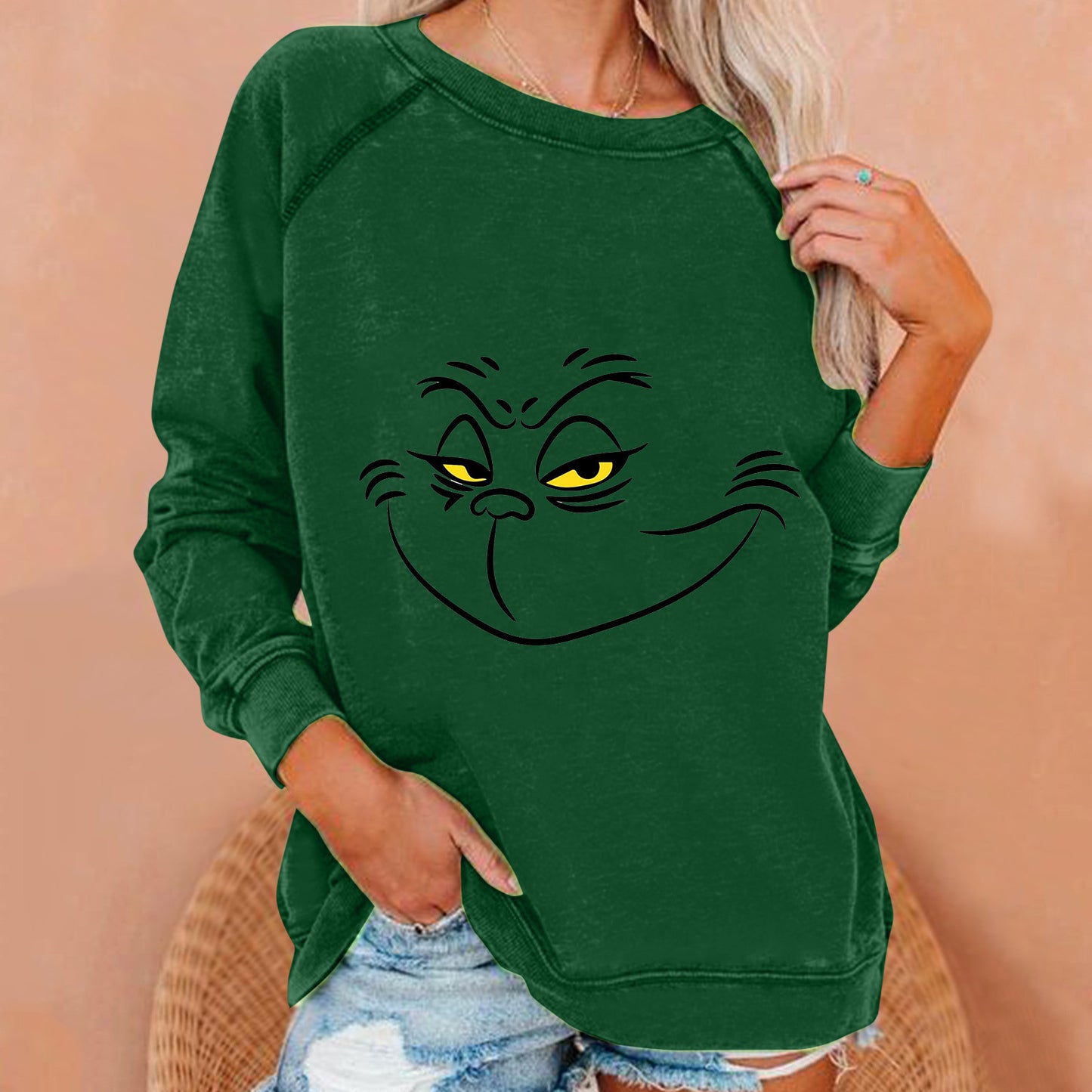 Grinch Christmas Woman Loose Sweatshirt