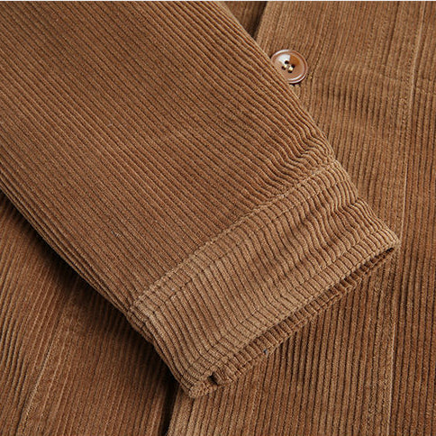 Men's Sherpa Corduroy Jacket with Lapel Collar