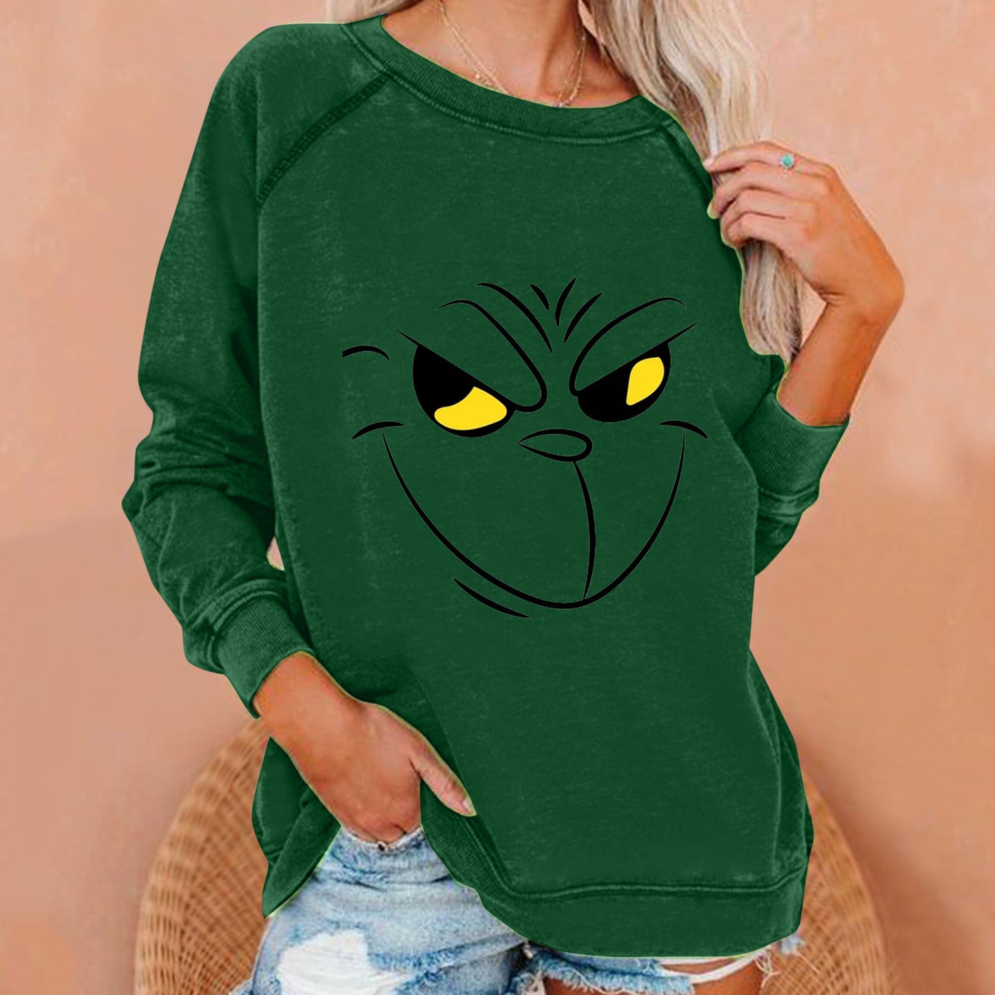 Grinch Christmas Woman Loose Sweatshirt