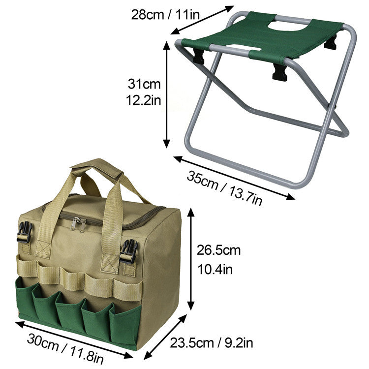 Removable Storage Multifunctional Folding Stool For Garden Tools