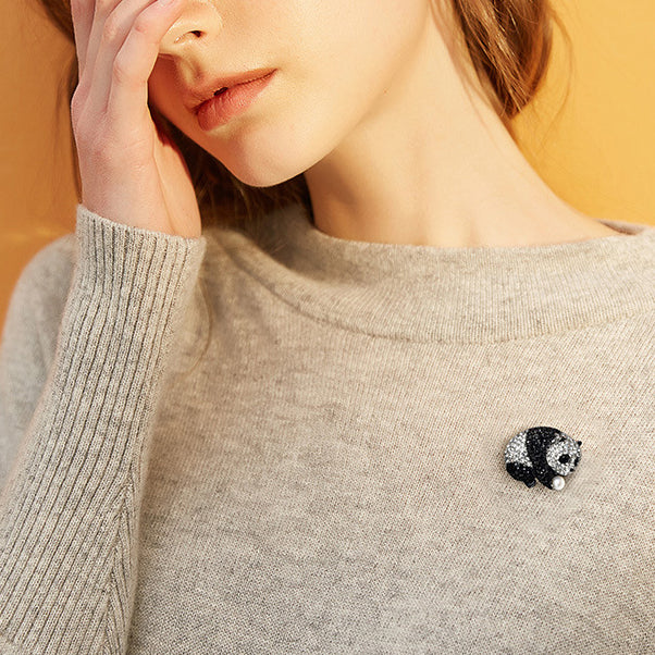 Rhinestone Panda Cartoon Brooch Gift Souvenir