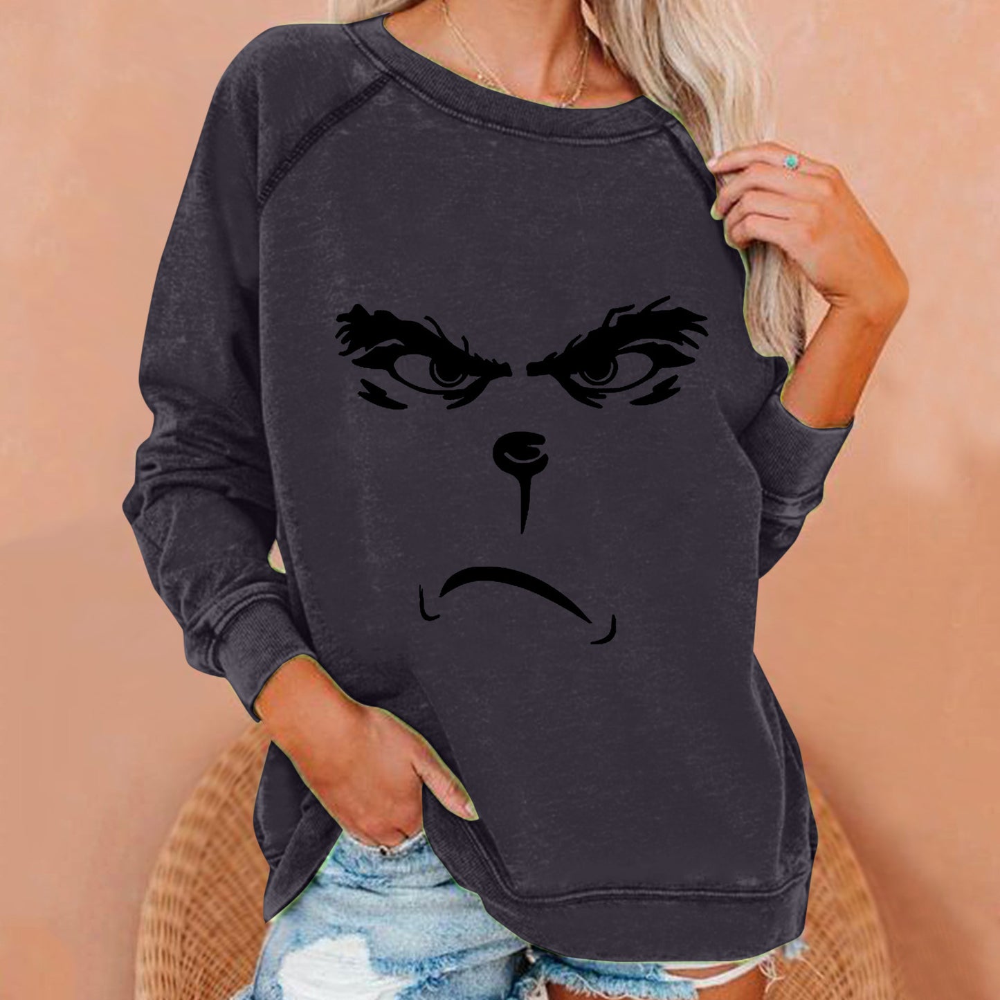 Women's Grinch Christmas Loose Sweatshirt