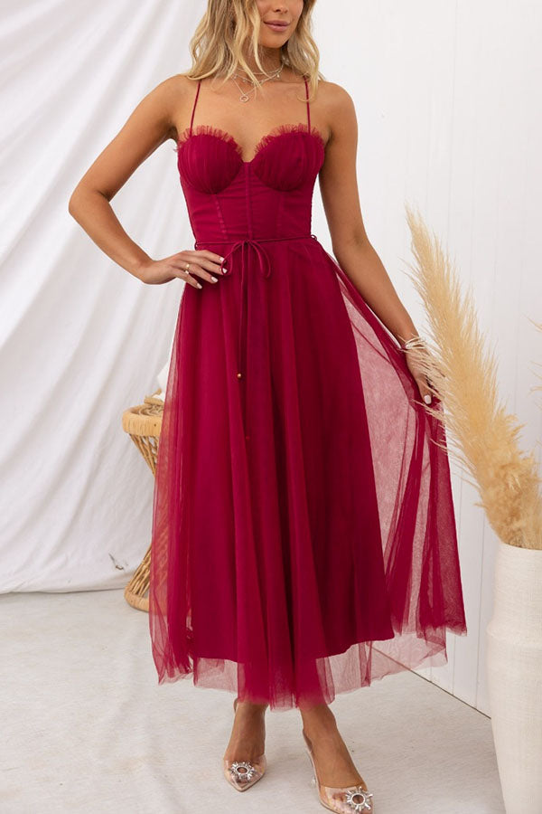 Women's Princess Chiffon Suspenders Party Maxi Dress