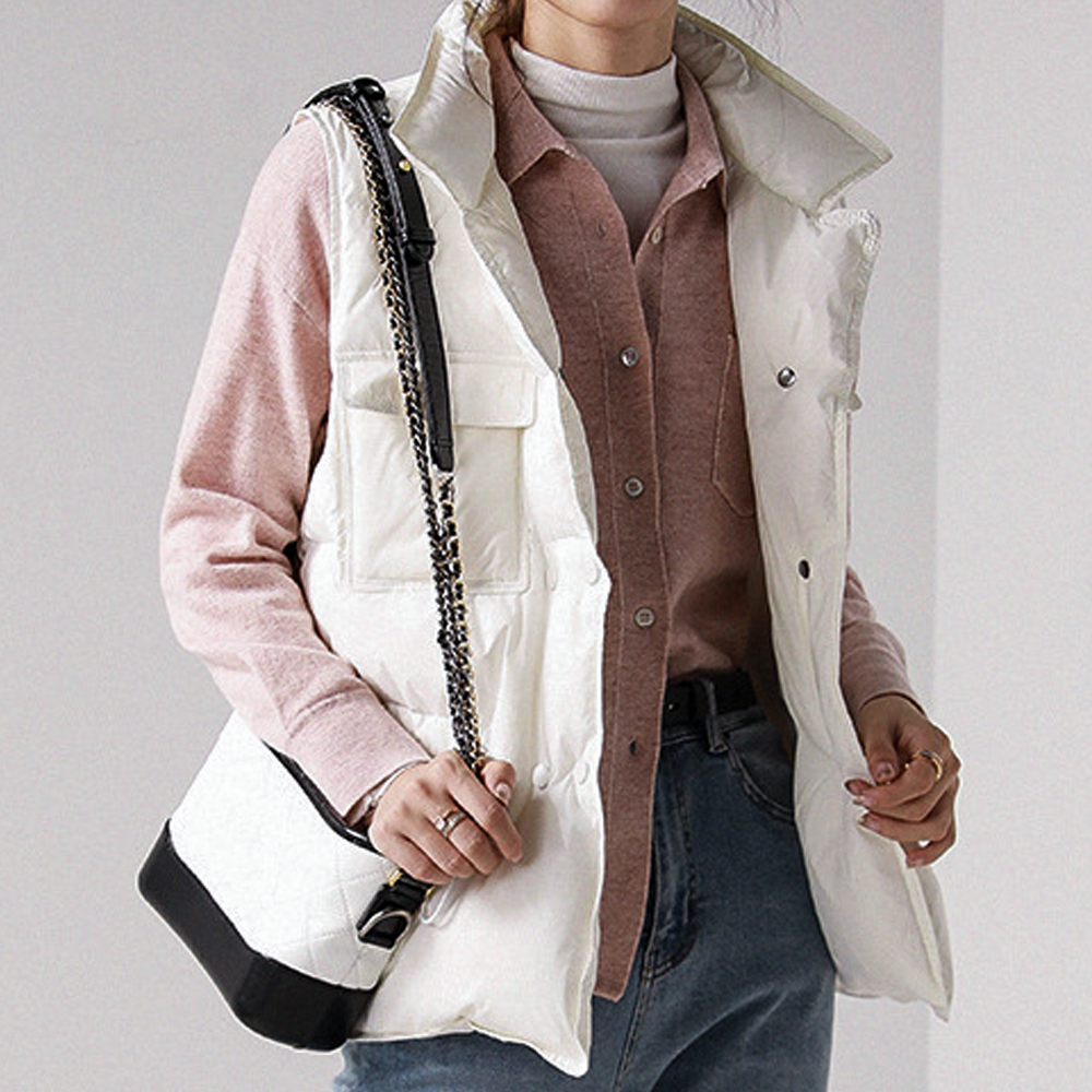 Women's White Duck Down Jacket Drawstring Waist Coat