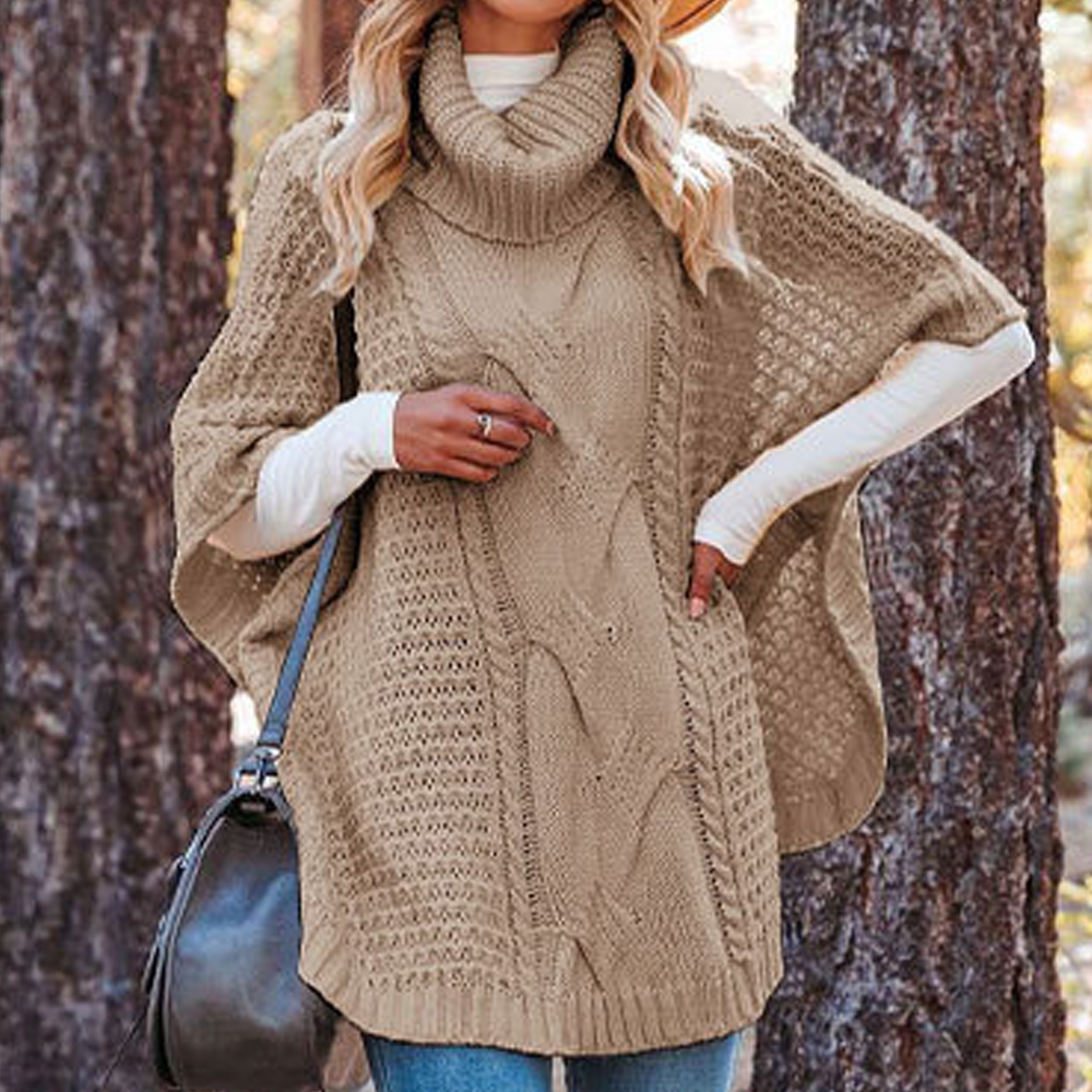Women's Turtleneck Short Sleeve Knit Sweater