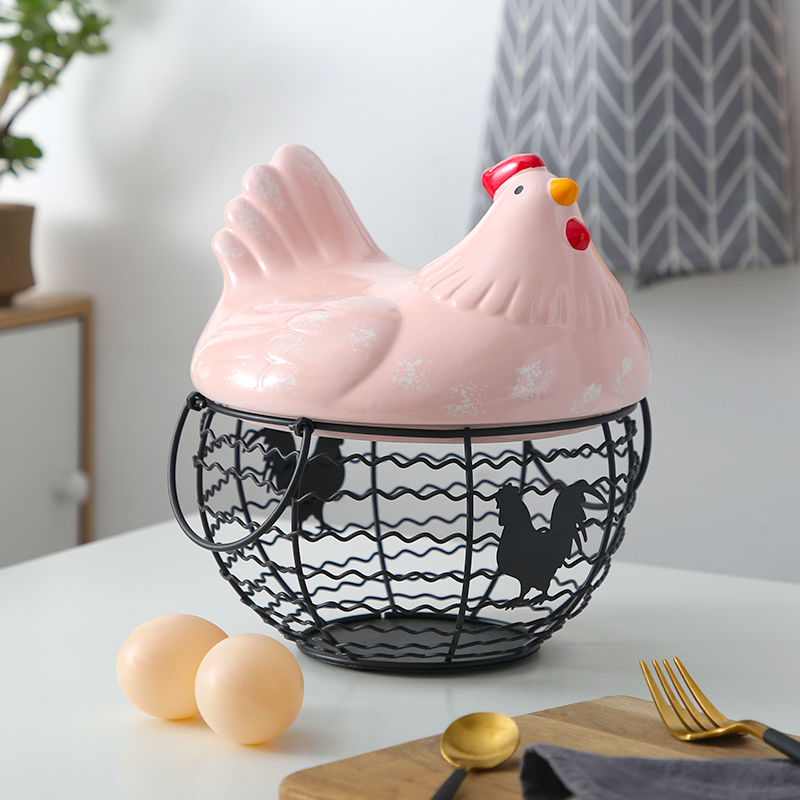 Personality Wrought Iron Egg Cage Sundries Snack Storage Basket