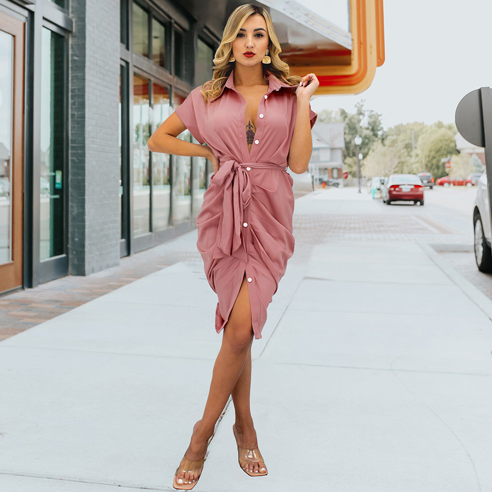 Spring Shirt Short Sleeve Dress