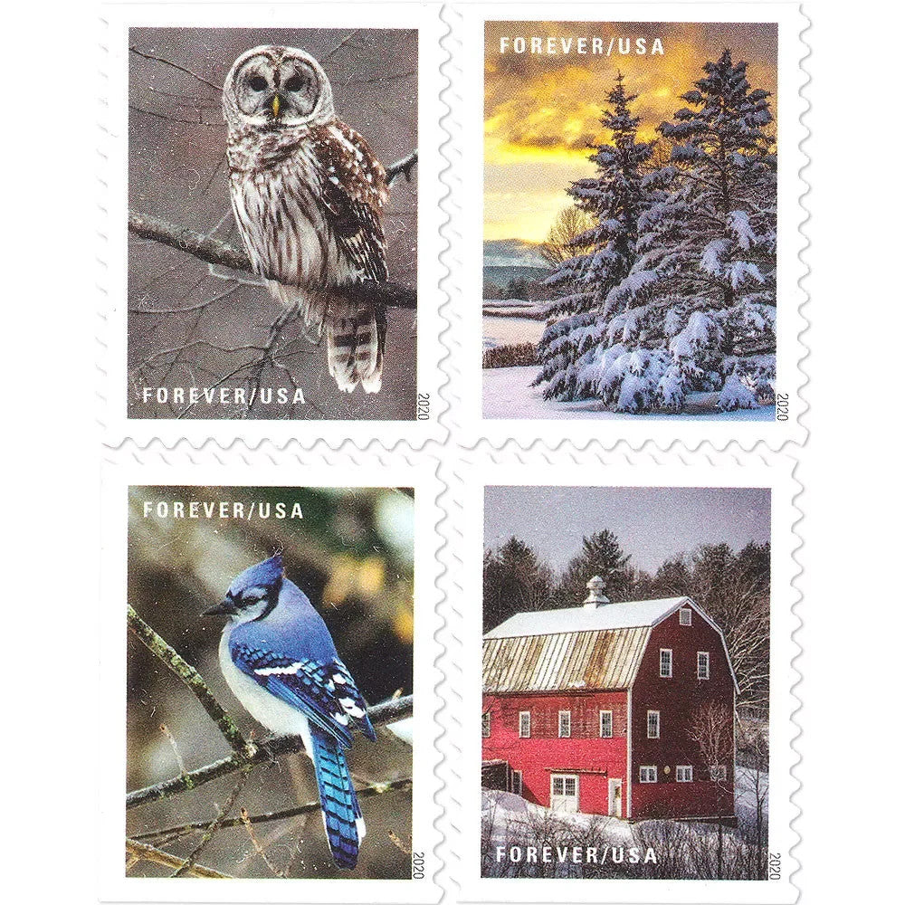 (2020) USPS Winter Scenes First Class Forever Postage Stamps