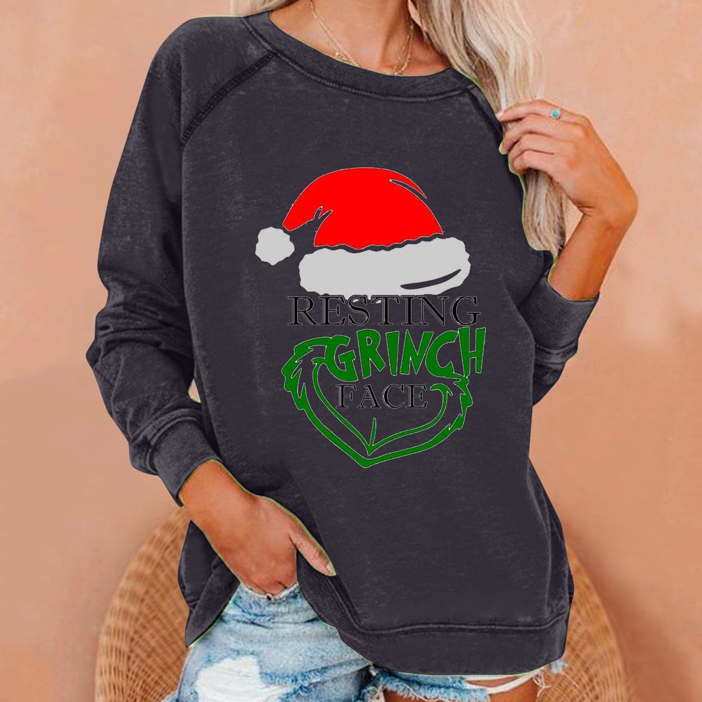 Women's Grinch Christmas Loose Sweatshirt