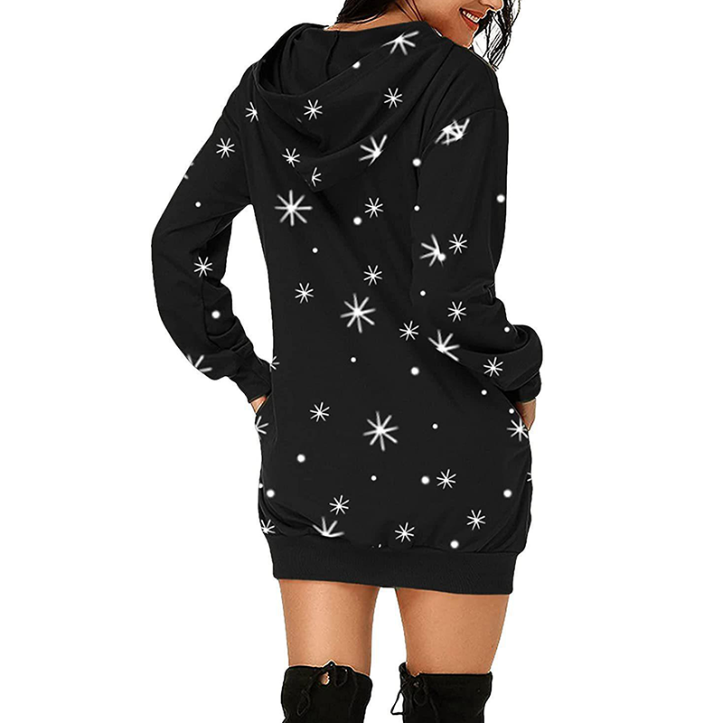 Merry Christmas Hoodie Dress Christmas Deer Dress