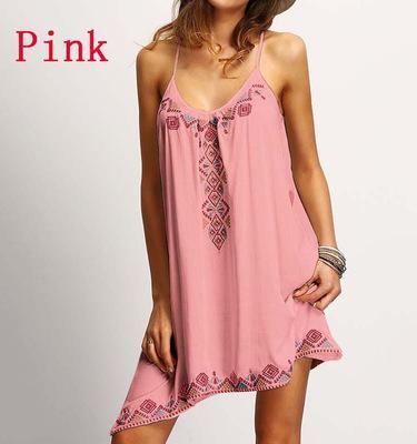 Women's Spaghetti Strap Floral Print Sleeveless Beach Dress