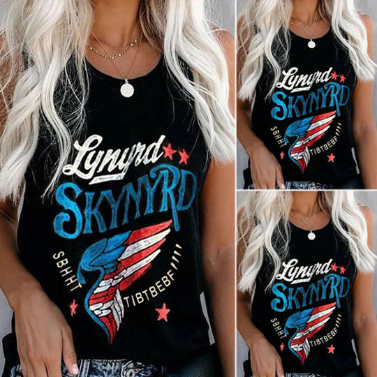 USA Letter Print Tank For Women