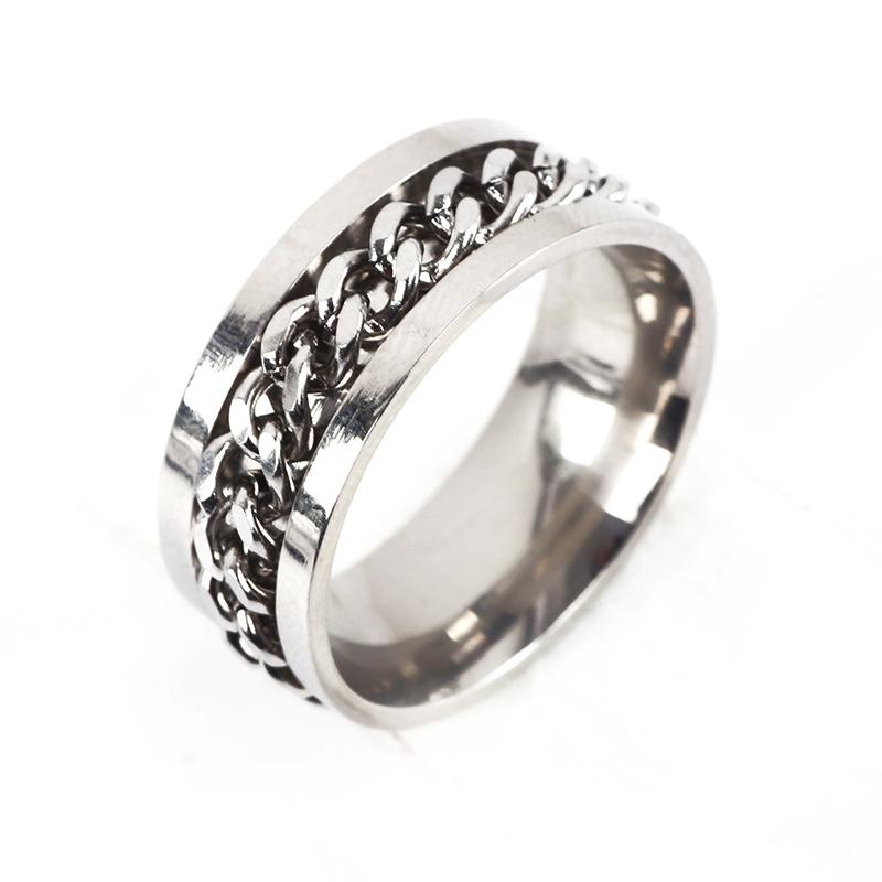 Men's Stainless Steel Ring Chain Rotating Jewelry