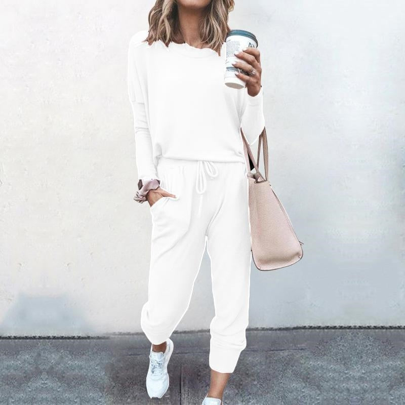 Women's 2 Piece Outfit Active Long Sleeve Sweatshirt Jogger Pants Tracksuit Set