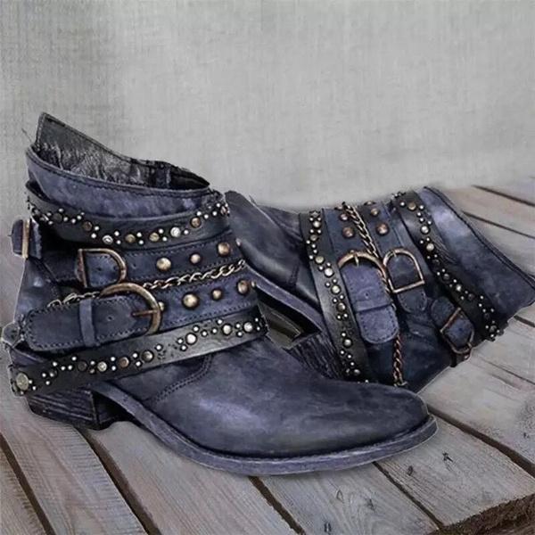 Women's Fashion Chunky Heel Short Boots