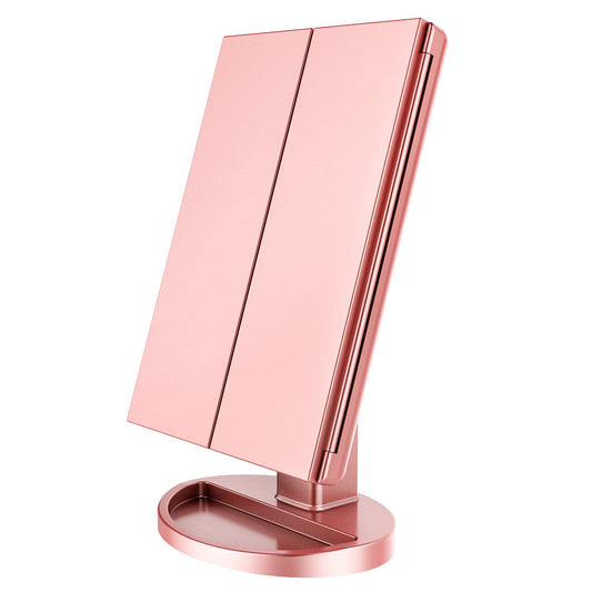 Desktop Three-sided Foldable LED Makeup Mirror