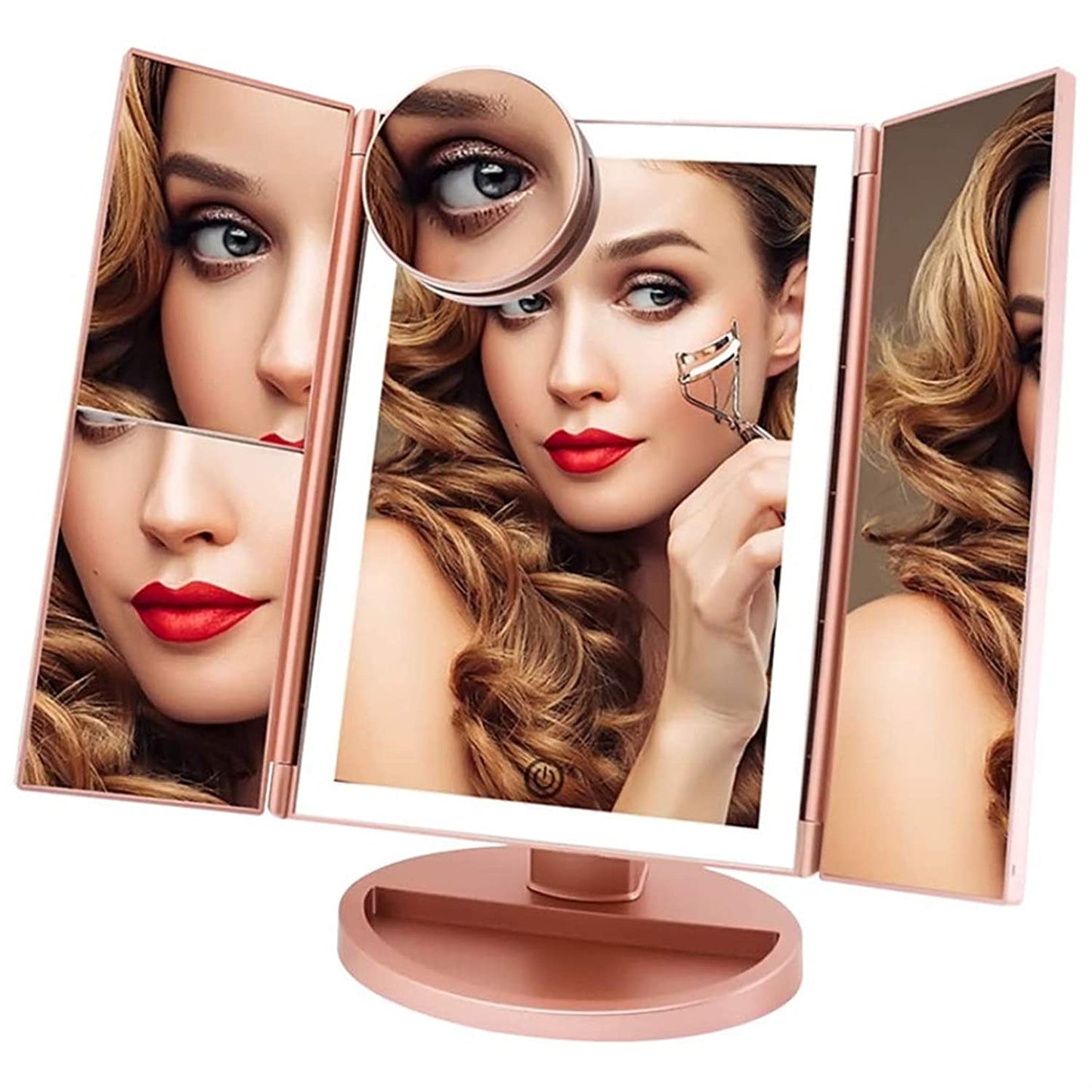 Desktop Three-sided Foldable LED Makeup Mirror