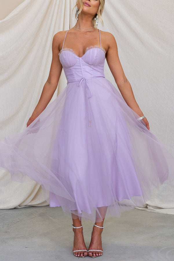 Women's Princess Chiffon Suspenders Party Maxi Dress