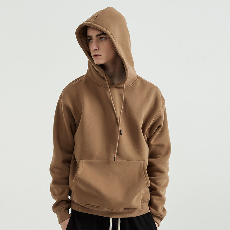 Unisex Solid Color Thick Hooded Sweater