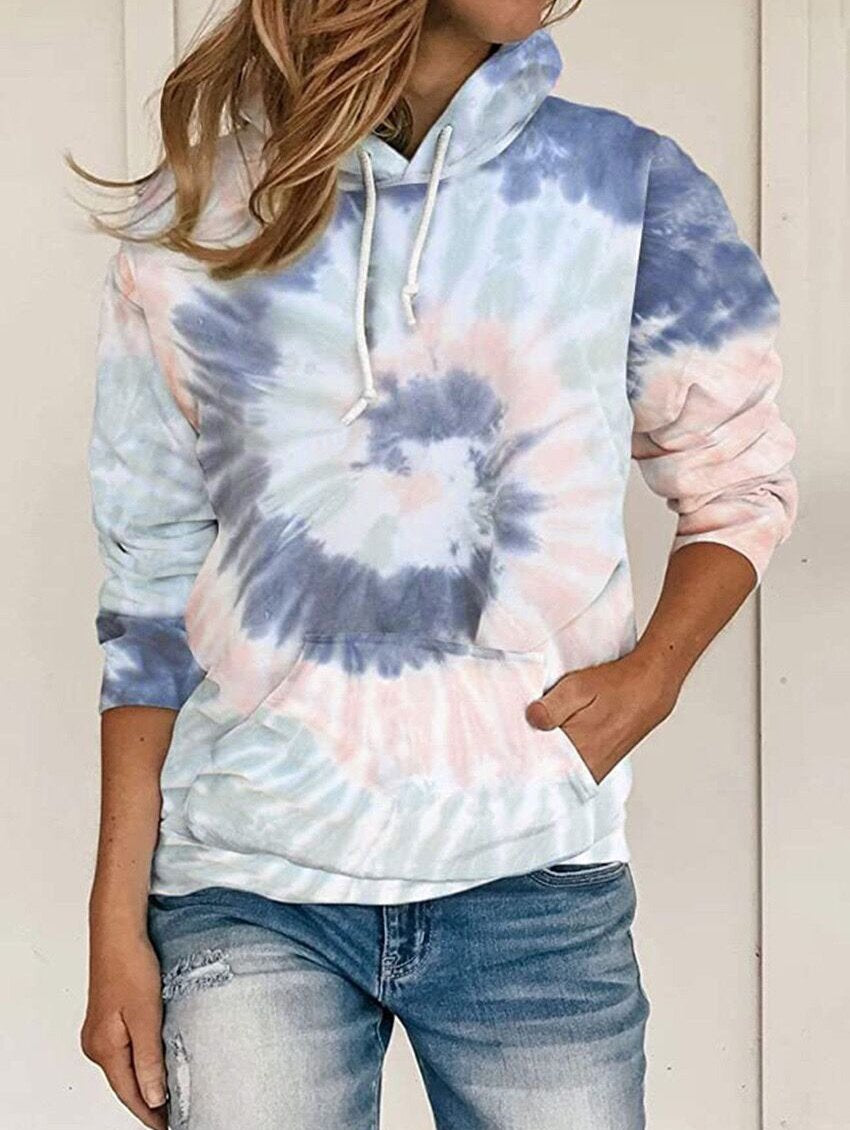 Loose Tie Dye Lace Up Hoodie Women's Sweatshirt