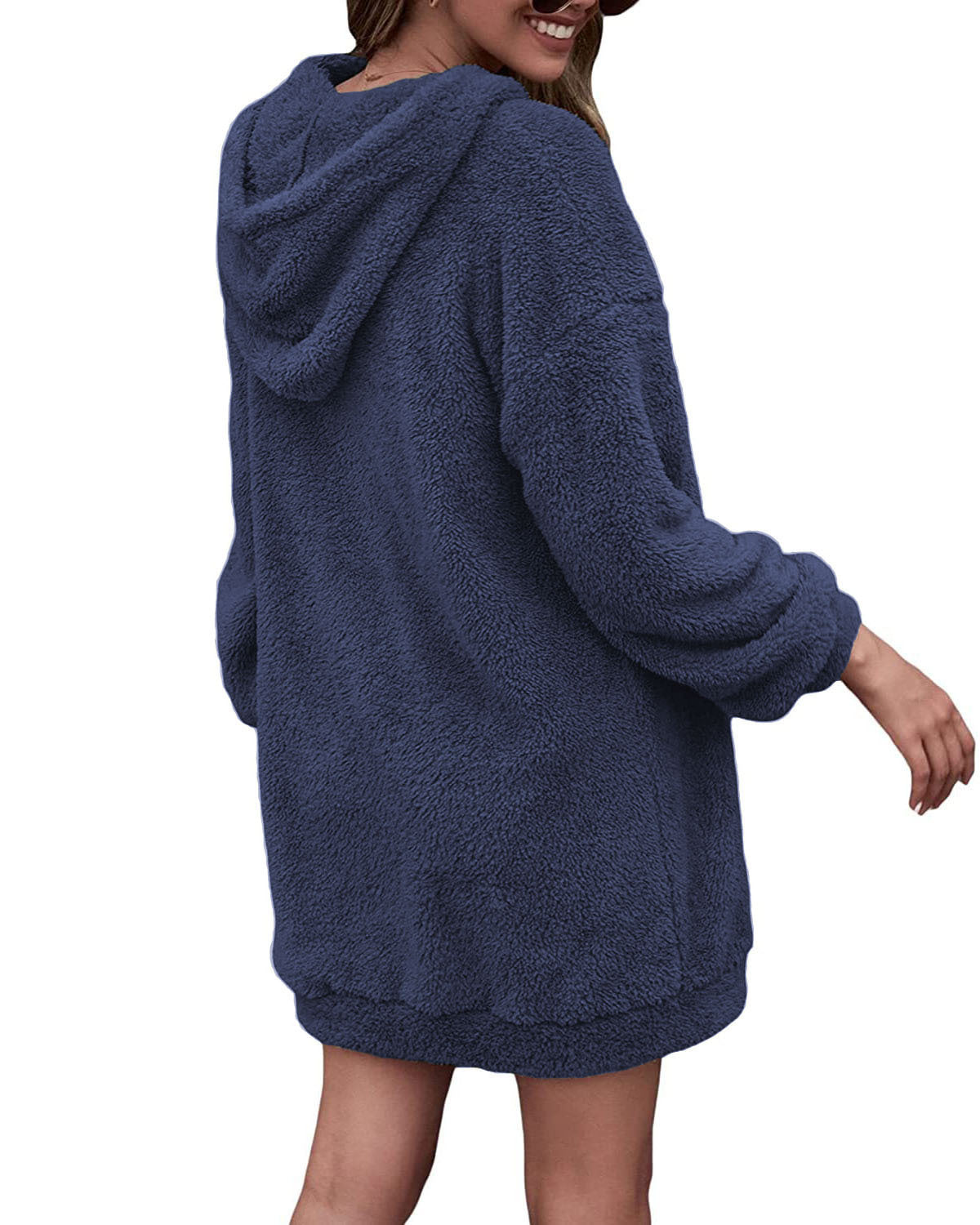 Women's Hoodies Zipper Plush Sweater Long Top