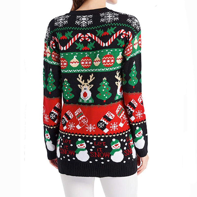 Christmas Family Reunion Festive Elk Cardigan Sweater