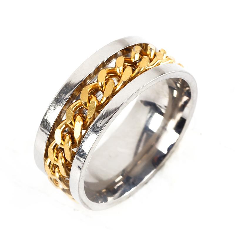 Men's Stainless Steel Ring Chain Rotating Jewelry