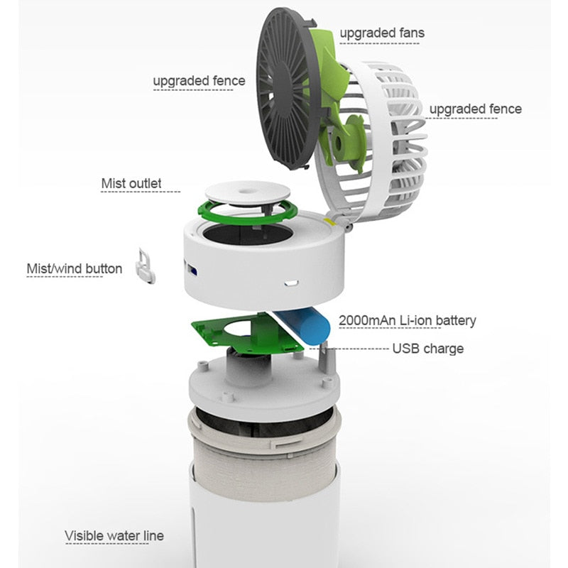 Refrigeration Spray Humidifying And Hydrating Desktop Shaking Head Fan