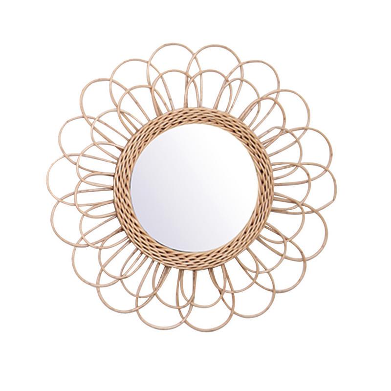 Wall-mounted Rattan Vanity Mirror Exquisite Cosmetic Mirror