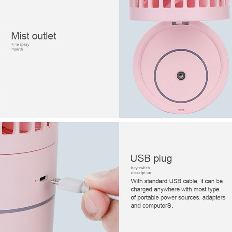 Refrigeration Spray Humidifying And Hydrating Desktop Shaking Head Fan