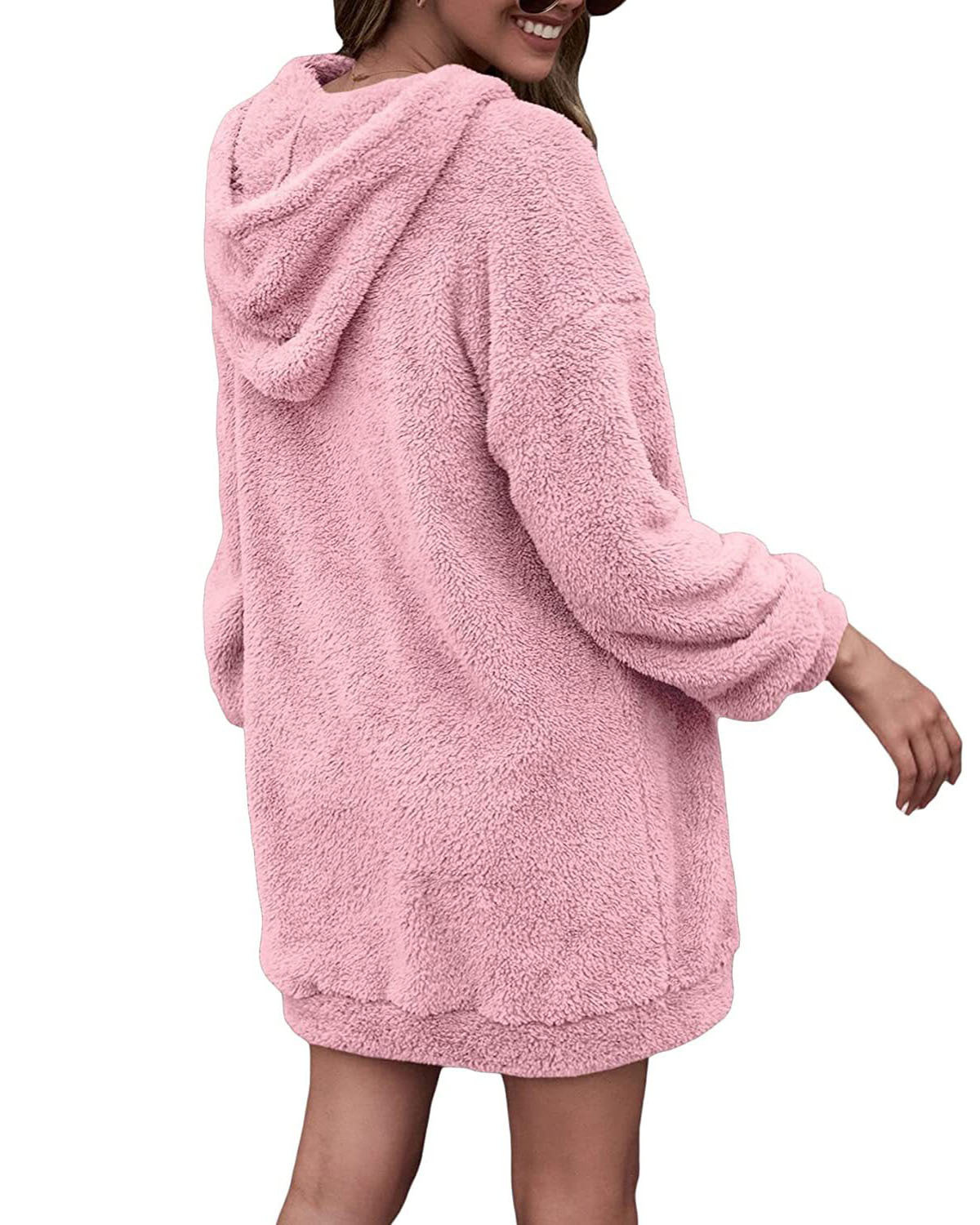 Women's Hoodies Zipper Plush Sweater Long Top